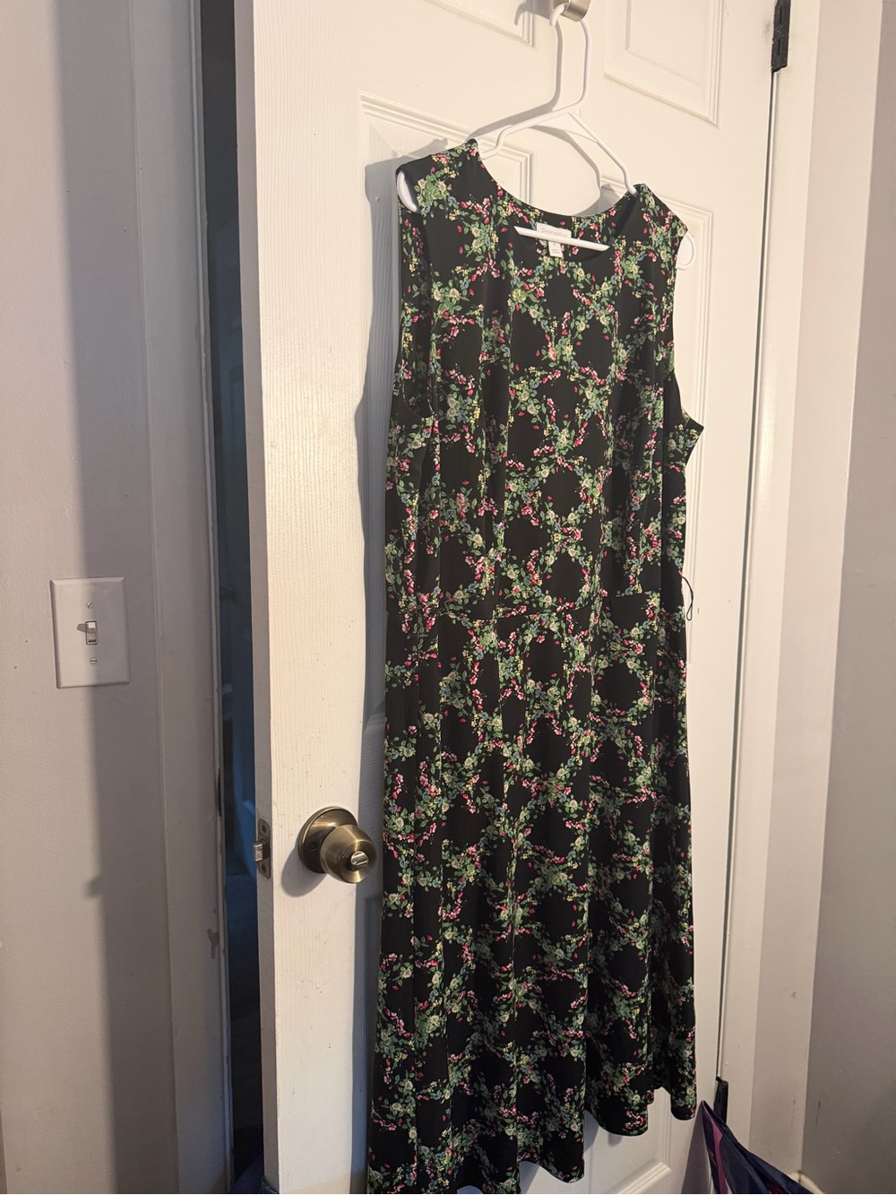 Charter Club Sleeveless Black Floral A-Line Dress